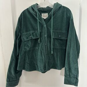 American Eagle Corduroy Crop Hoodie Jacket